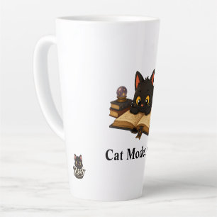 Ziggy die schwarze Katze liest ein Buch Milchtasse