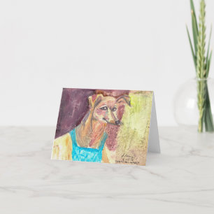 "Ziggy The Dog in Overalls" Aquarellfarbenkarte Dankeskarte