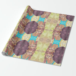 "Ziggy The Dog in Overalls" Wasserfarbe Geschenkpapier