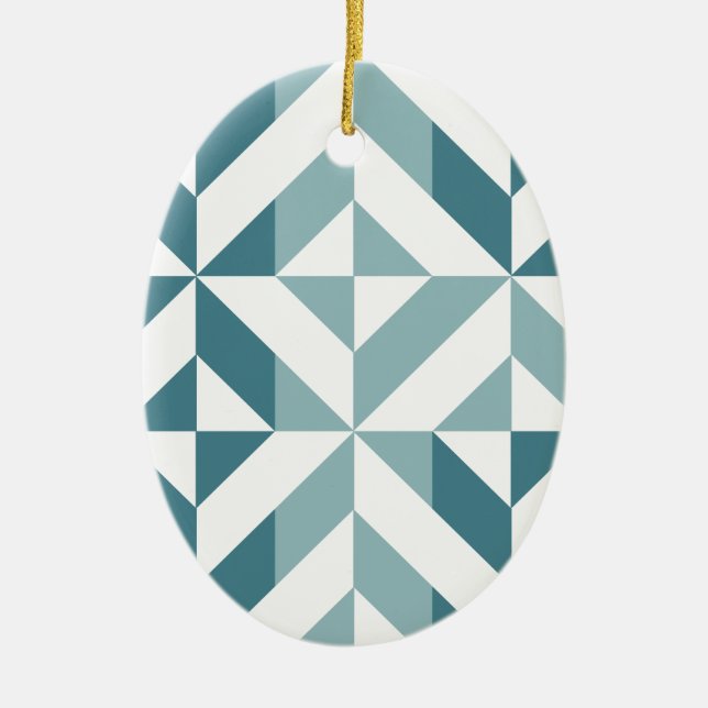 ZigZag, aquamarin-grün-zweiteilig, geometrisch Keramik Ornament (Vorne)