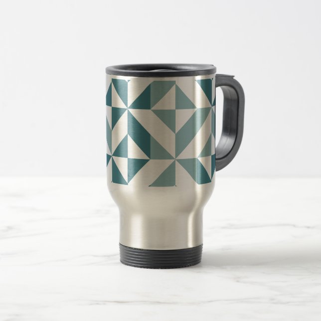 ZigZag, aquamarin-grün-zweiteilig, geometrisch Reisebecher (VorderseiteRechts)