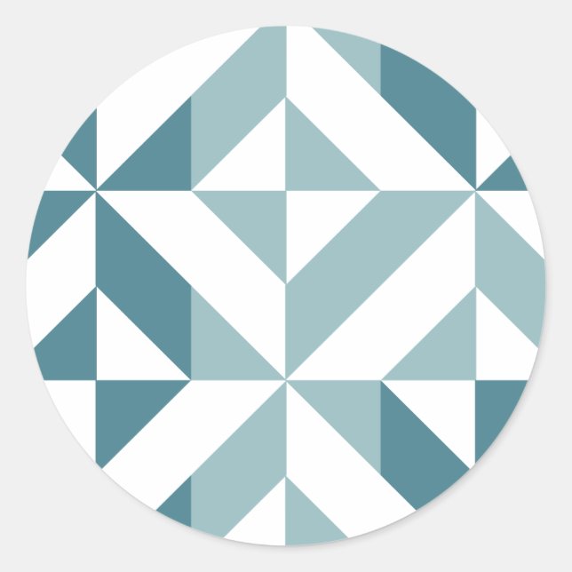 ZigZag, aquamarin-grün-zweiteilig, geometrisch Runder Aufkleber (Vorderseite)