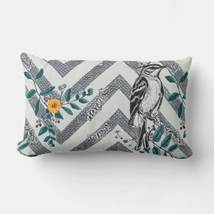 Zigzag Bird & Blume Muster Lendenkissen