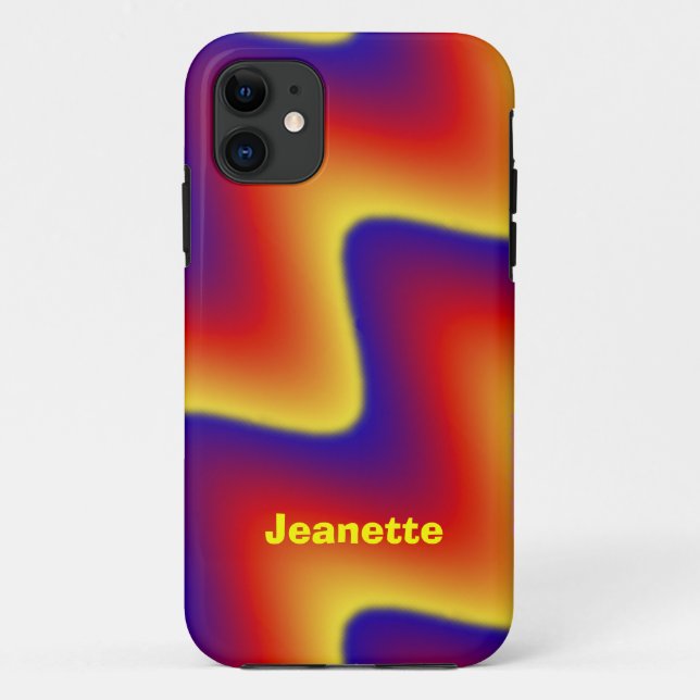 Zigzag Blue & Orange, Name,  Case-Mate iPhone Hülle (Rückseite)