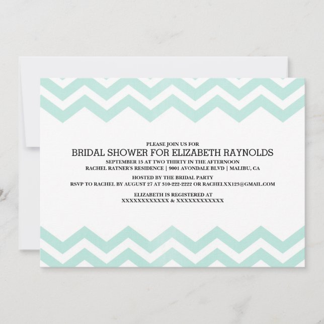 Zigzag Bridal Dusche Einladungen (Vorderseite)