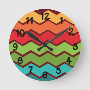 Zigzag der 1970er runde wanduhr