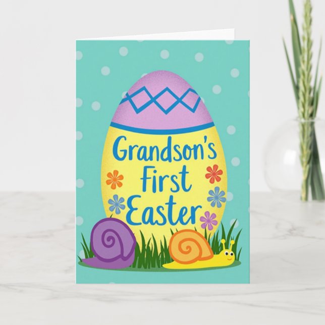 Zigzag Easter Grandson Card Karte (Vorderseite)