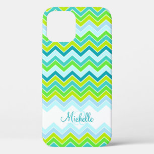 Zigzag gemusterter aquamariner Name Initial iPhone Case-Mate iPhone Hülle