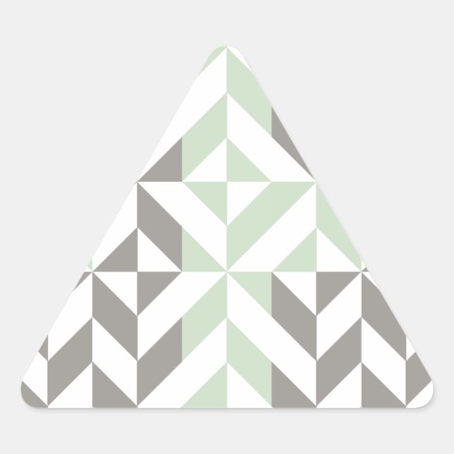 ZigZag-Geometrie der Seite Grün und Silber Dreieckiger Aufkleber (Vorderseite)