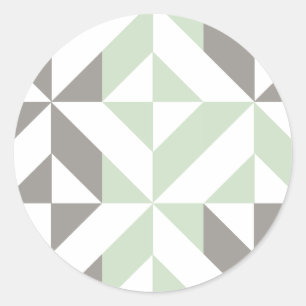 ZigZag-Geometrie der Seite Grün und Silber Runder Aufkleber