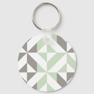 ZigZag-Geometrie der Seite Grün und Silber Schlüsselanhänger