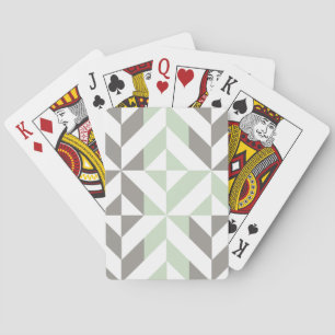 ZigZag-Geometrie der Seite Grün und Silber Spielkarten