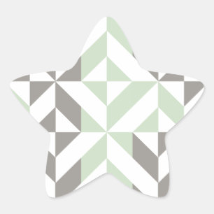 ZigZag-Geometrie der Seite Grün und Silber Stern-Aufkleber