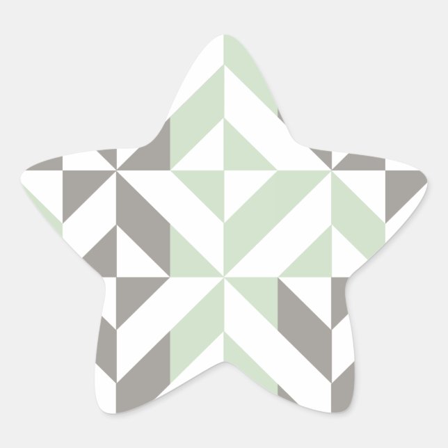 ZigZag-Geometrie der Seite Grün und Silber Stern-Aufkleber (Vorderseite)