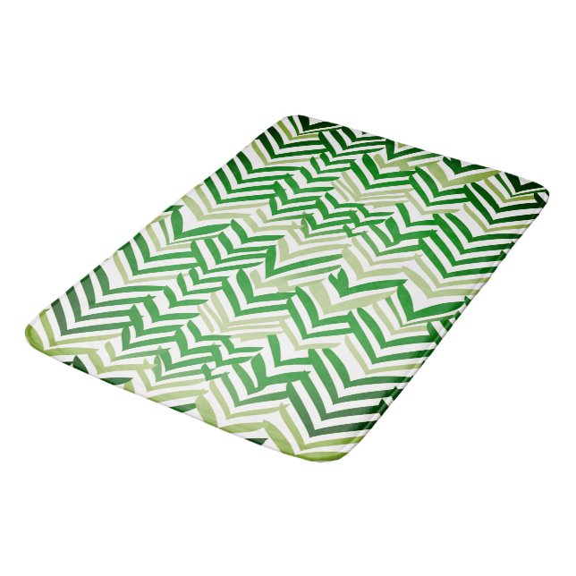 ZigZag grün und weiß Badematte (Schrägansicht)