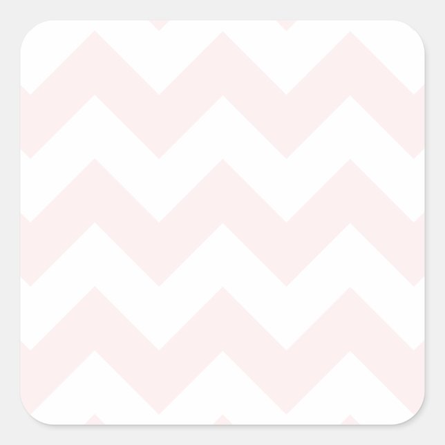 Zigzag I - weiß und blassrosa Quadratischer Aufkleber (Vorderseite)