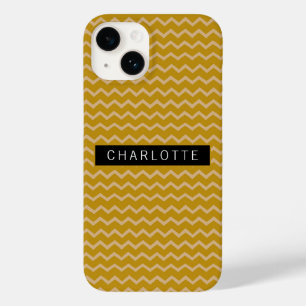 Zigzag Mustard Gold Muster Personalisiert Case-Mate iPhone 14 Hülle