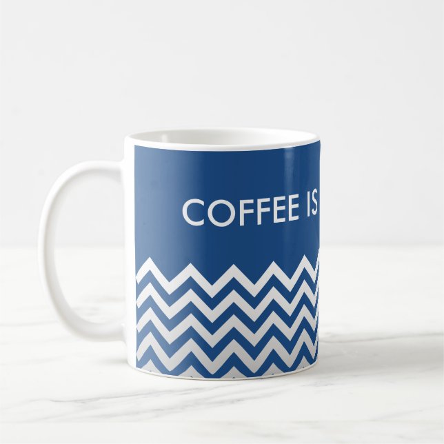 ZIGZAG-Muster - graue Gradienten + Ihr Backgr. Kaffeetasse (Links)