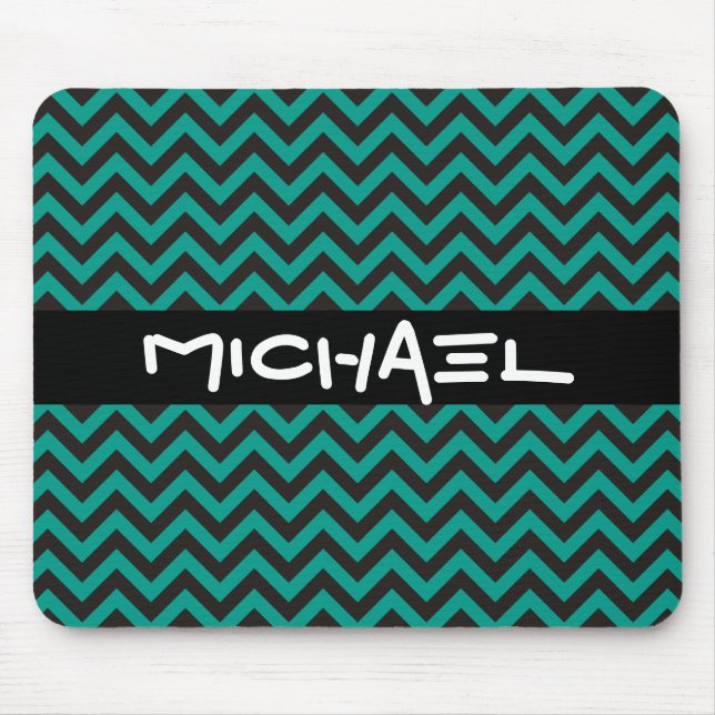 ZIGZAG Muster - schwarz + Hintergrund und Text Mousepad (Vorne)