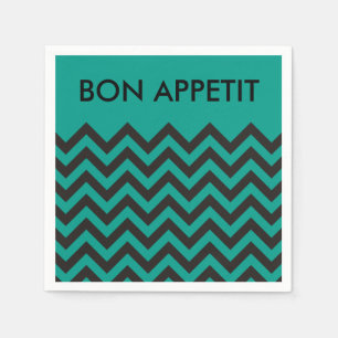 ZIGZAG Muster - schwarz + Hintergrund und Text Serviette