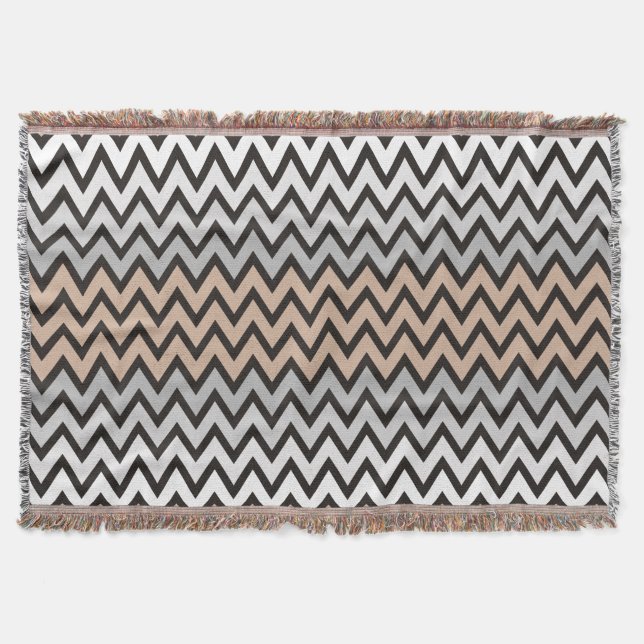 ZIGZAG-Muster - Schwarz-weiß grau + Ihre Idee Decke (Vorderseite)