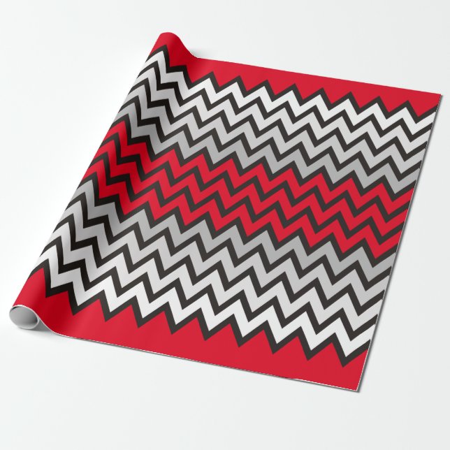 ZIGZAG-Muster - Schwarz-weiß grau + Ihre Idee Geschenkpapier (Ungerollt)