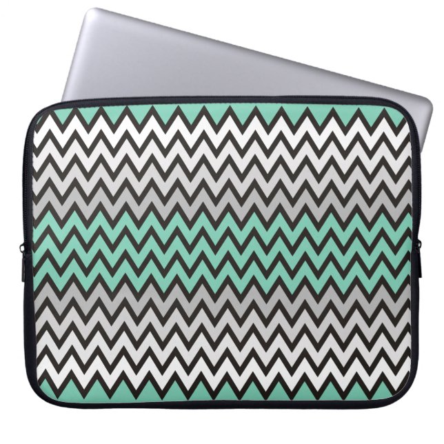 ZIGZAG-Muster - Schwarz-weiß grau + Ihre Idee Laptopschutzhülle (Vorderseite)