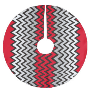 ZIGZAG-Muster - Schwarz-weiß grau + Ihre Idee Polyester Weihnachtsbaumdecke