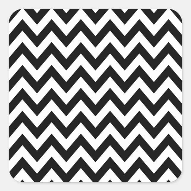 Zigzag Muster Schwarz-Weiß-Zickzack Quadratischer Aufkleber (Vorderseite)