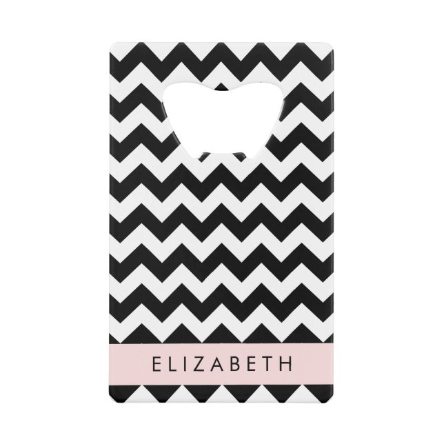 Zigzag noir et blanc, Motif Chevron, Votre nom (Devant)