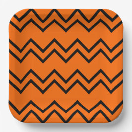 Zigzag orange und schwarz pappteller