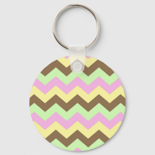Zigzag Patroon (Groen, Rose, Gel en Bruin) Schlüsselanhänger