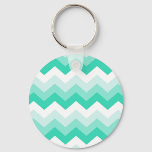 Zigzag patroon (Türkis, mit en groen) Schlüsselanhänger