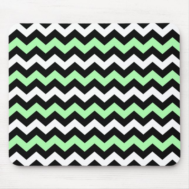 Zigzag patroon (zwart, groen, witz) mousepad (Vorne)