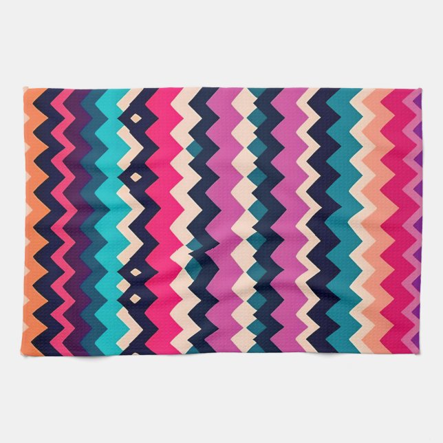 Zigzag Zickzack farbiges Muster Geschirrtuch (Horizontal)
