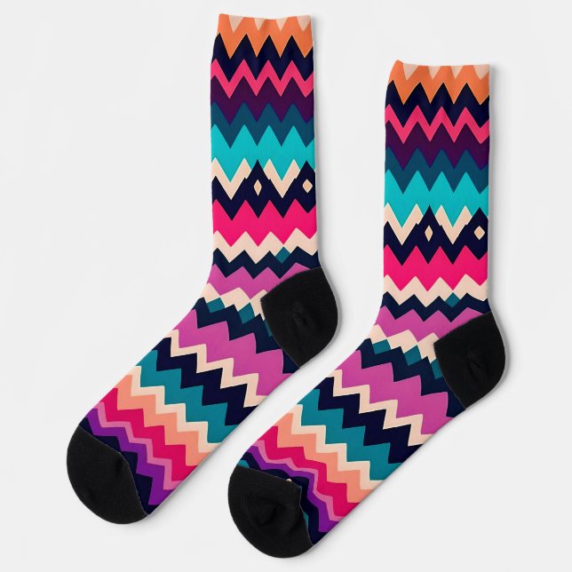 Zigzag Zickzack farbiges Muster Socken (Linkes Detail)