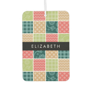 Zigzag, Zickzack, Gingham, Polka Dots, Ihr Name Autolufterfrischer
