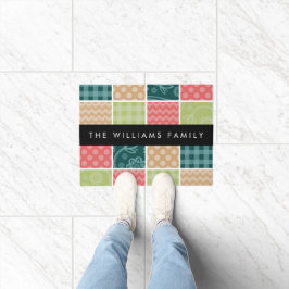 Zigzag, Zickzack, Gingham, Polka Dots, Ihr Name Fußmatte