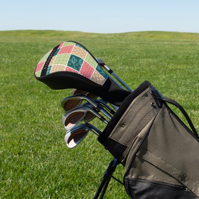 Zigzag, Zickzack, Gingham, Polka Dots, Ihr Name Golf Headcover (In SItu)