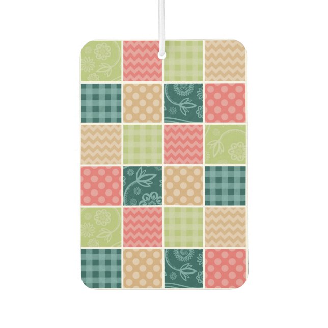 Zigzag, Zickzack, Gingham, Polka Dots, Patchwork Autolufterfrischer (Vorderseite)