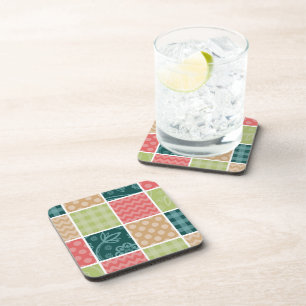 Zigzag, Zickzack, Gingham, Polka Dots, Patchwork Getränkeuntersetzer