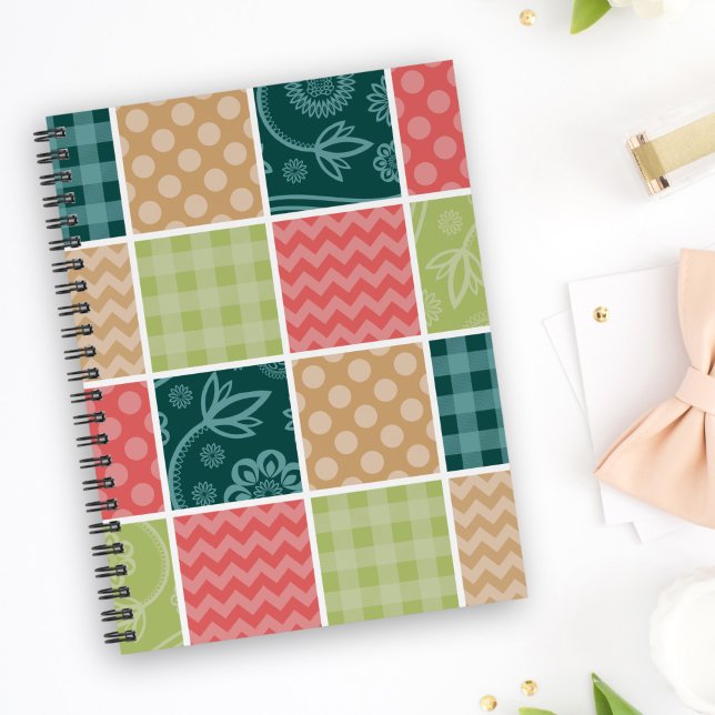 Zigzag, Zickzack, Gingham, Polka Dots, Patchwork Notizblock (Von Creator hochgeladen)
