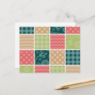 Zigzag, Zickzack, Gingham, Polka Dots, Patchwork Postkarte
