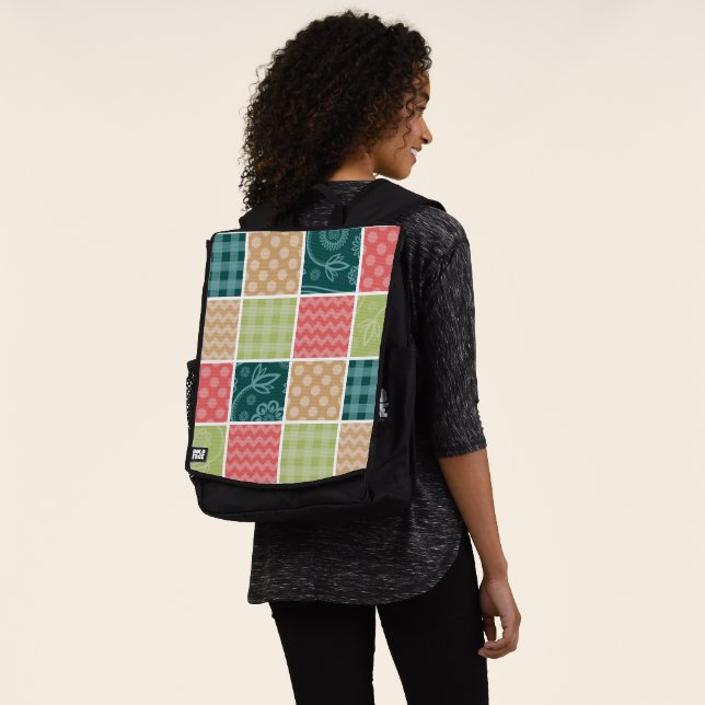 Zigzag, Zickzack, Gingham, Polka Dots, Patchwork Rucksack (Ausgewaschen)