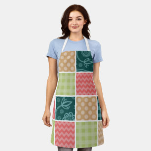Zigzag, Zickzack, Gingham, Polka Dots, Patchwork Schürze