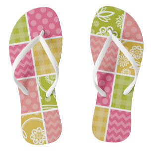 Zigzag, Zickzack, Polka Dots, Gingham, Patchwork Flip Flops
