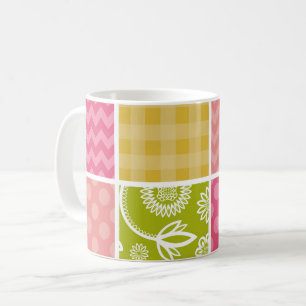 Zigzag, Zickzack, Polka Dots, Gingham, Patchwork Kaffeetasse