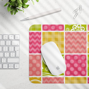 Zigzag, Zickzack, Polka Dots, Gingham, Patchwork Mousepad