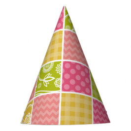 Zigzag, Zickzack, Polka Dots, Gingham, Patchwork Partyhütchen