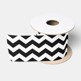 Zigzag Zickzack Schwarz/Weiß Satinband
